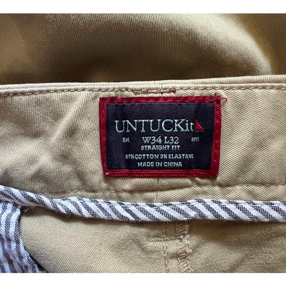 Untuckit St. Clair Style 40291 Straight Fit W34 L32 Men's Chino - Picture 4 of 6
